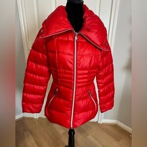 KARL LAGERFELD Duck Down Feathers Filled Red Designer Puffer Coat Size XS GUC